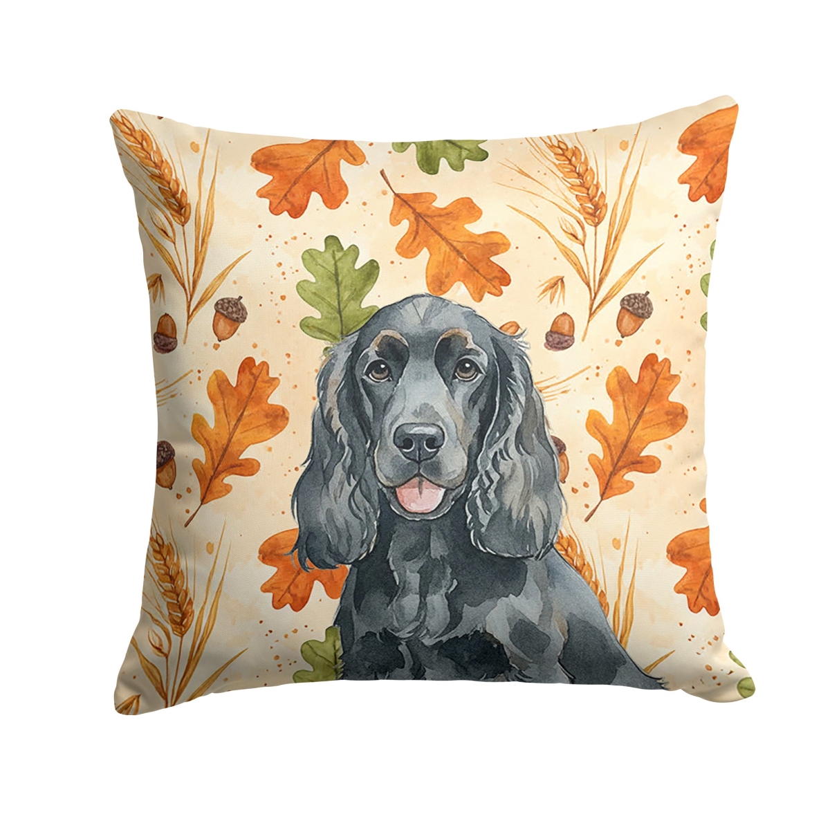 WDK7781PW1414 14 x 14 in. Black Cocker Spaniel Heirloom Fall Throw Pillow