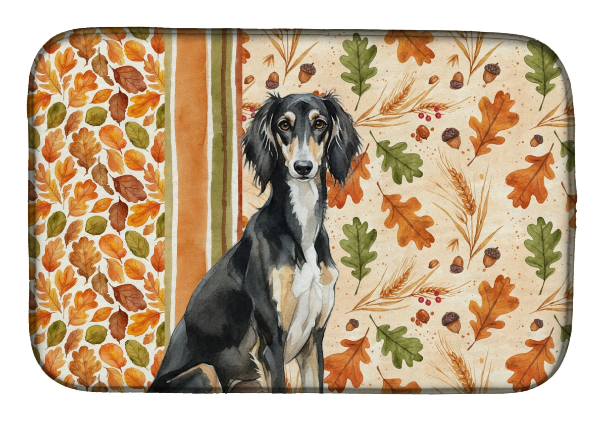 Picture of Carolines Treasures WDK7994DDM 21 x 14 in. Black & Tan Saluki Heirloom Fall Dish Drying Mat - Multi Color