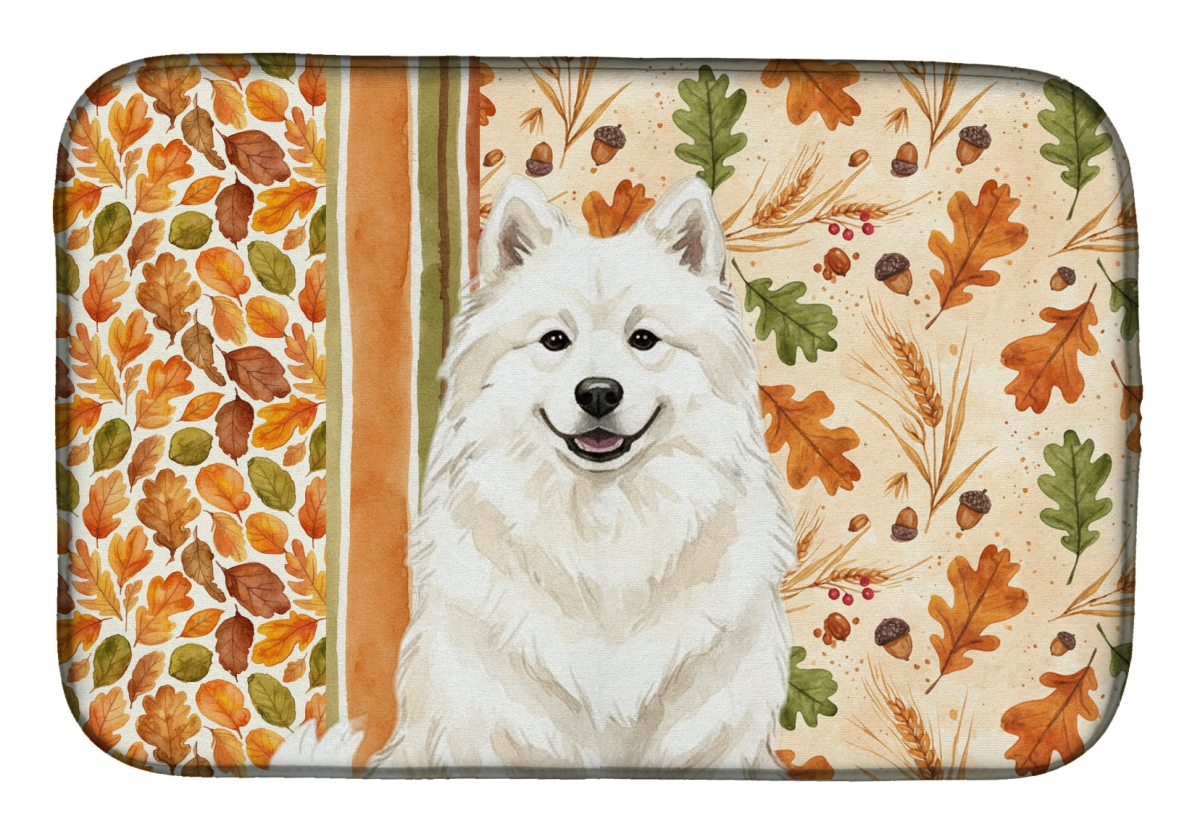 WDK7998DDM 21 x 14 in. Cream Samoyed Heirloom Fall Dish Drying Mat - Multi Color