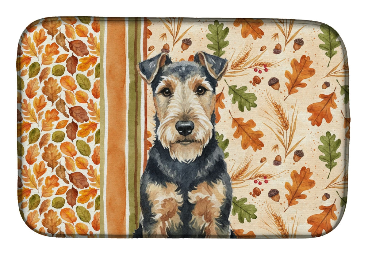 WDK8049DDM 21 x 14 in. Welsh Terrier Heirloom Fall Dish Drying Mat - Multi Color