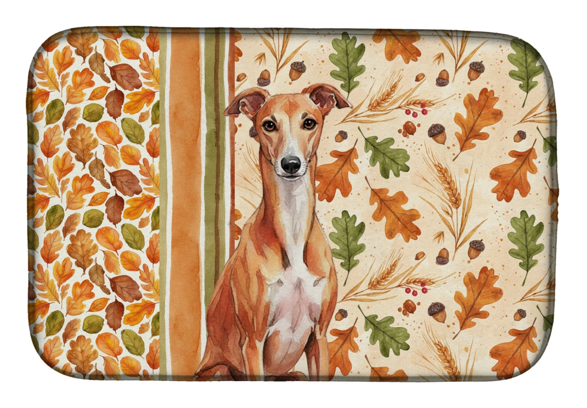 WDK8055DDM 21 x 14 in. Red Whippet Heirloom Fall Dish Drying Mat - Multi Color
