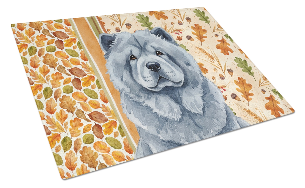 WDK7778LCB 15 x 12 in. Blue Chow-Chow Heirloom Fall Glass Cutting Board