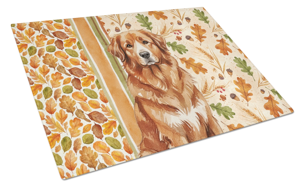 WDK7857LCB 15 x 12 in. Reddish Brown Great Pyrenees Heirloom Fall Glass Cutting Board
