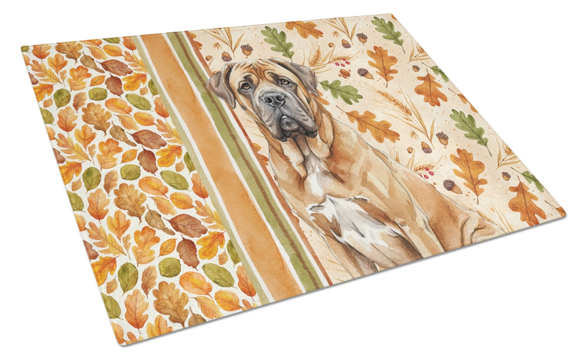 Picture of Carolines Treasures WDK7923LCB 15 x 12 in. Neapolitan Mastiff Heirloom Fall Glass Cutting Board