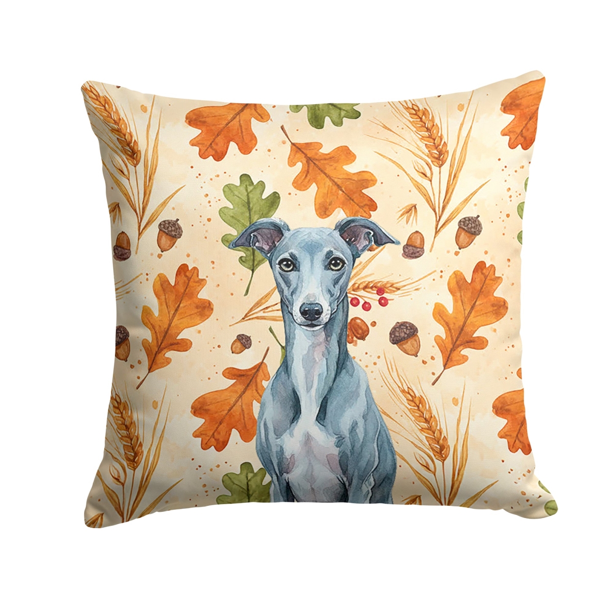WDK8052PW1414 14 x 14 in. Blue Whippet Heirloom Fall Throw Pillow