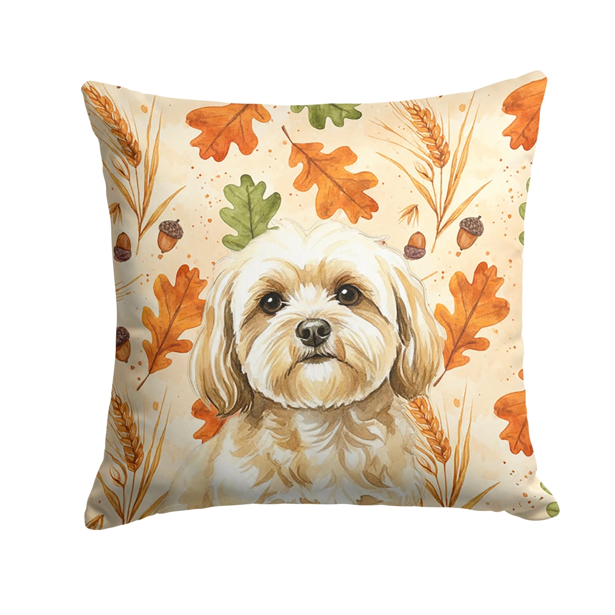 WDK7902PW1818 18 x 18 in. Cream Lhasa Apso Heirloom Fall Throw Pillow