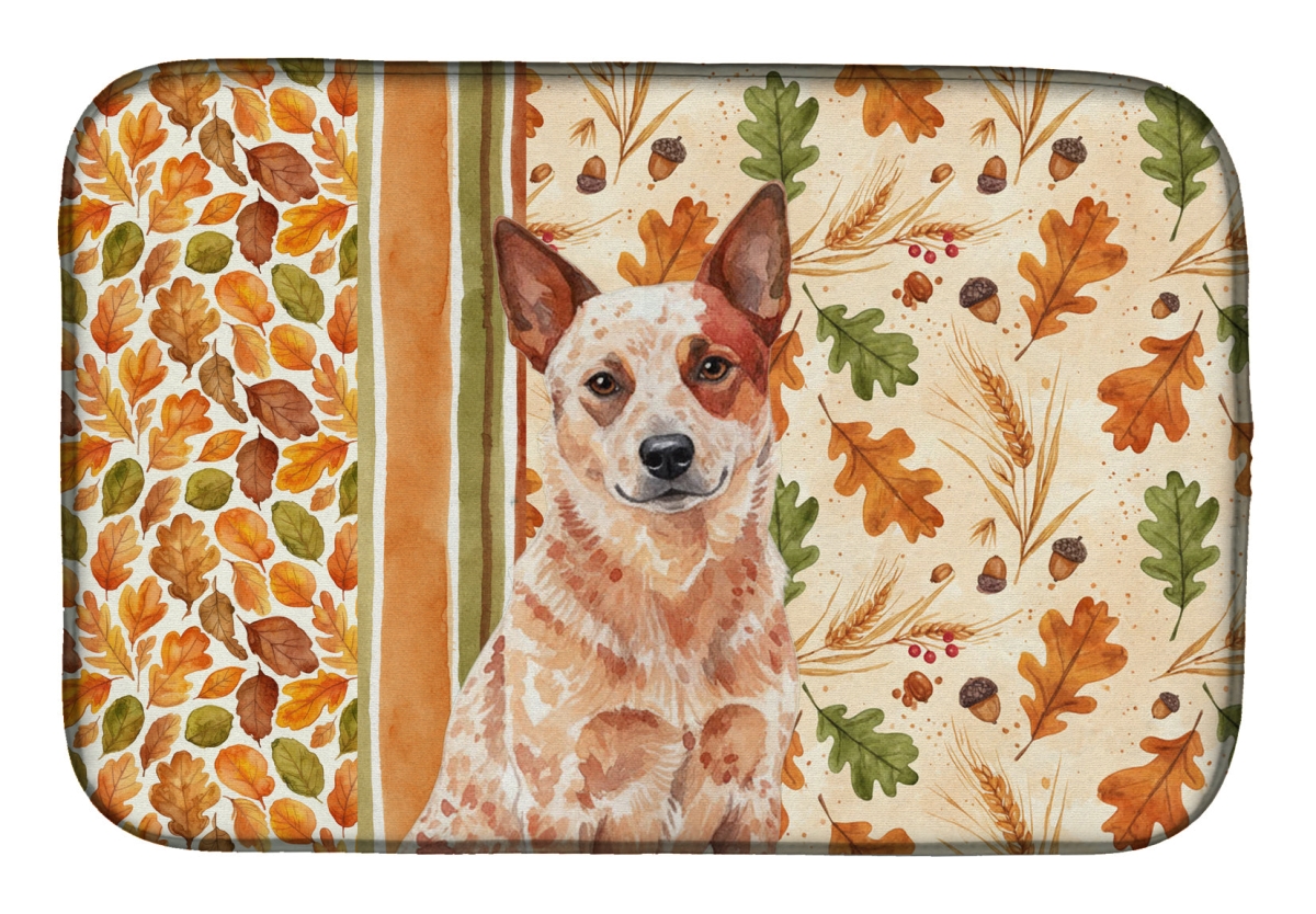 Picture of Carolines Treasures WDK7688DDM 21 x 14 in. Red Heeler Australian Cattle Dog Heirloom Fall Dish Drying Mat - Multi Color