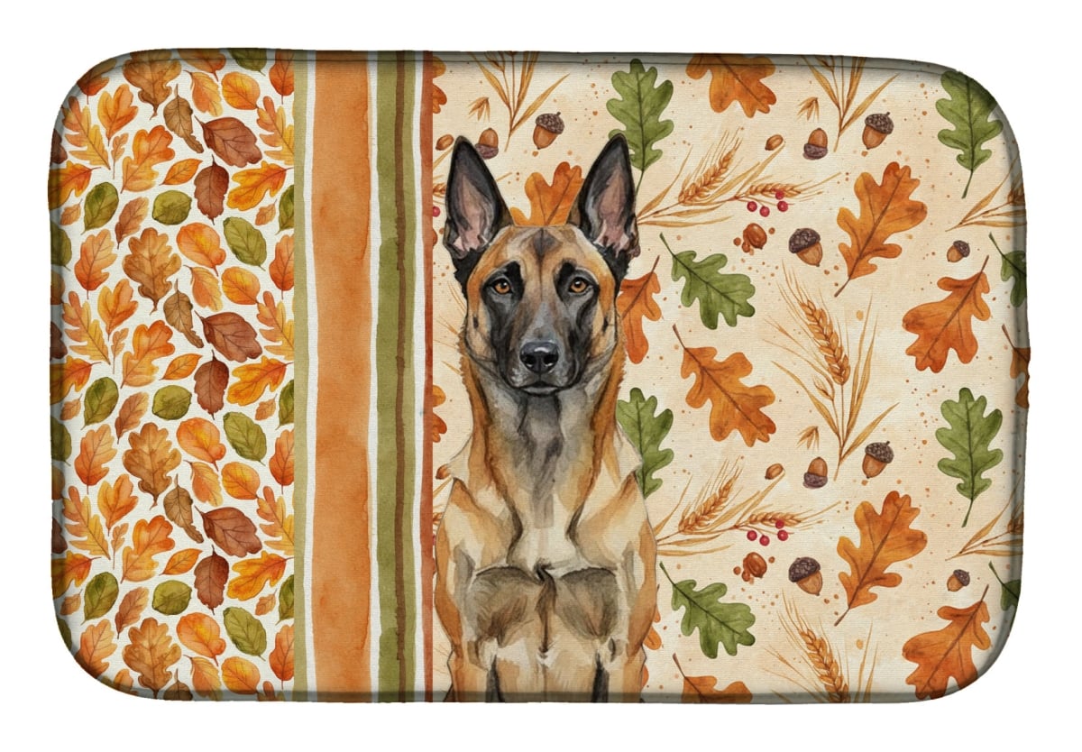 Picture of Carolines Treasures WDK7708DDM 21 x 14 in. Belgian Malinois Heirloom Fall Dish Drying Mat - Multi Color