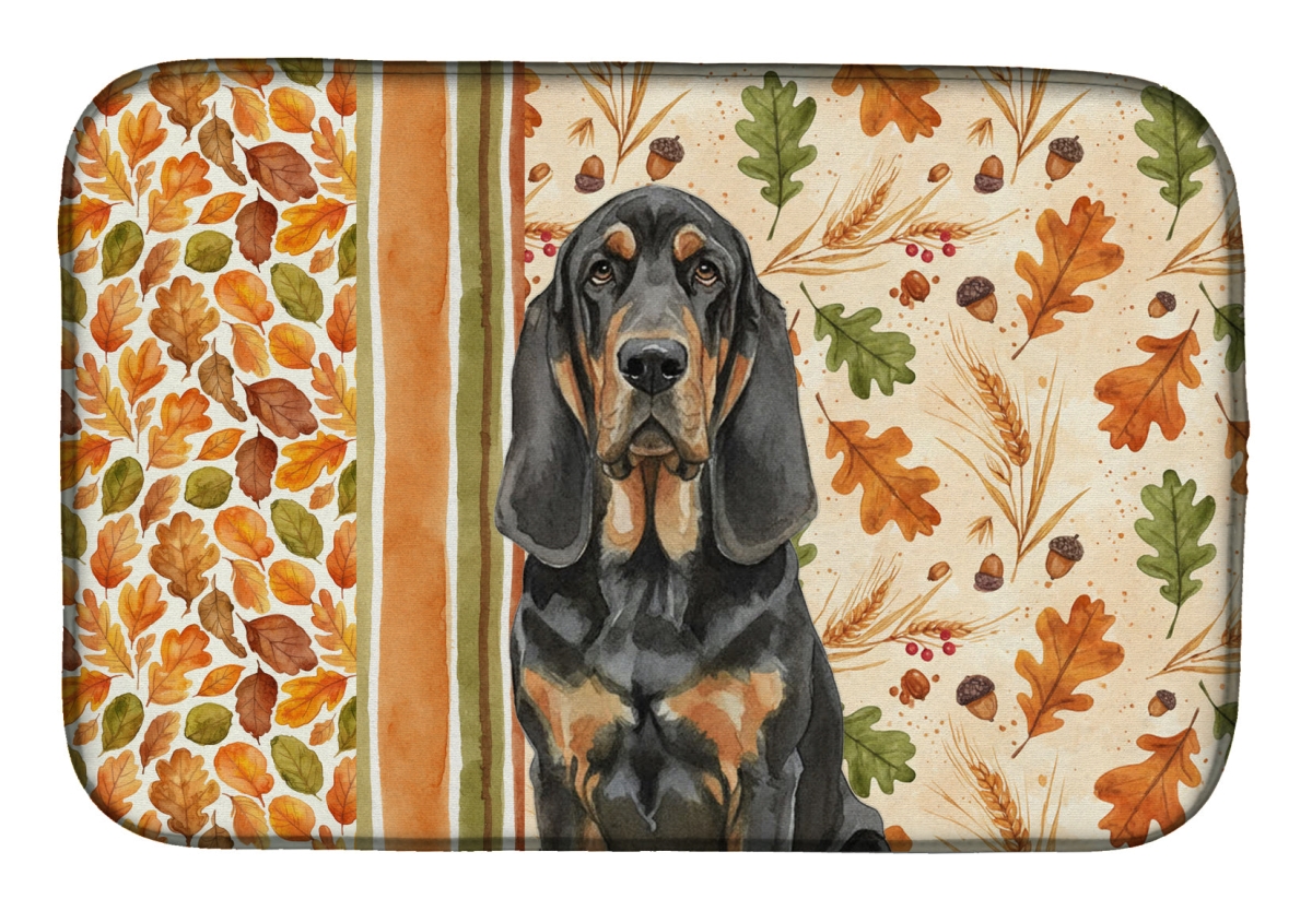 Picture of Carolines Treasures WDK7717DDM 21 x 14 in. Black & Tan Bloodhound Heirloom Fall Dish Drying Mat - Multi Color