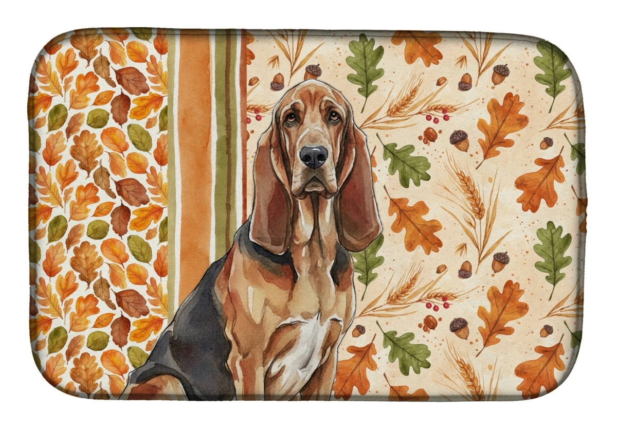 Picture of Carolines Treasures WDK7718DDM 21 x 14 in. Liver & Tan Bloodhound Heirloom Fall Dish Drying Mat - Multi Color