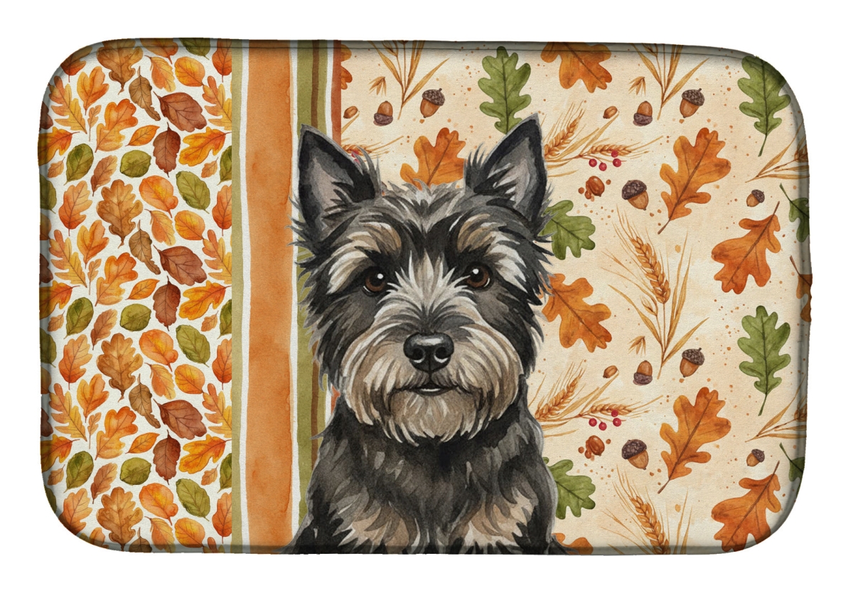 Picture of Carolines Treasures WDK7755DDM 21 x 14 in. Black Cairn Terrier Heirloom Fall Dish Drying Mat - Multi Color