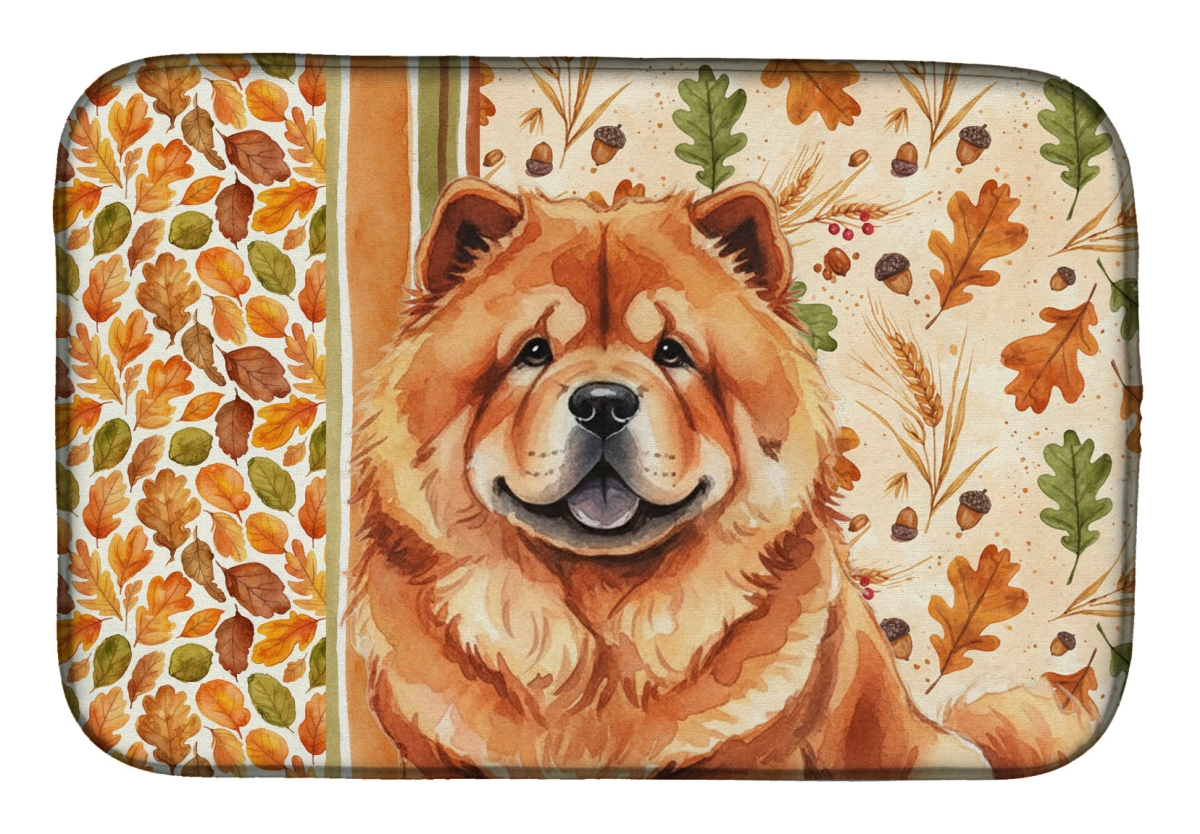Picture of Carolines Treasures WDK7780DDM 21 x 14 in. Red Chow-Chow Heirloom Fall Dish Drying Mat - Multi Color