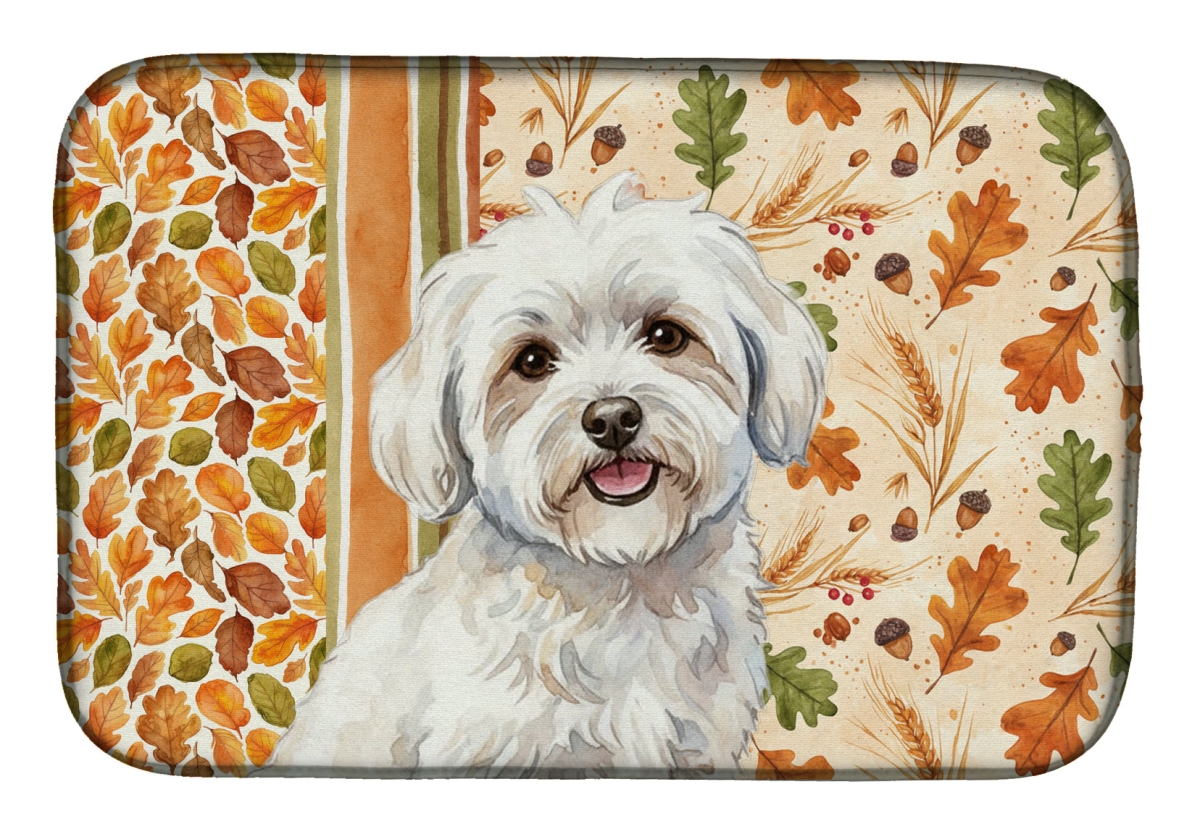 Picture of Carolines Treasures WDK7789DDM 21 x 14 in. Coton de Tulear Heirloom Fall Dish Drying Mat - Multi Color