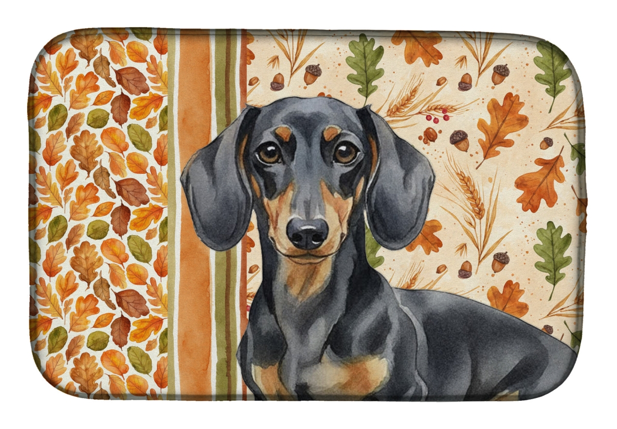 Picture of Carolines Treasures WDK7791DDM 21 x 14 in. Black & Tan Dachshund Heirloom Fall Dish Drying Mat - Multi Color