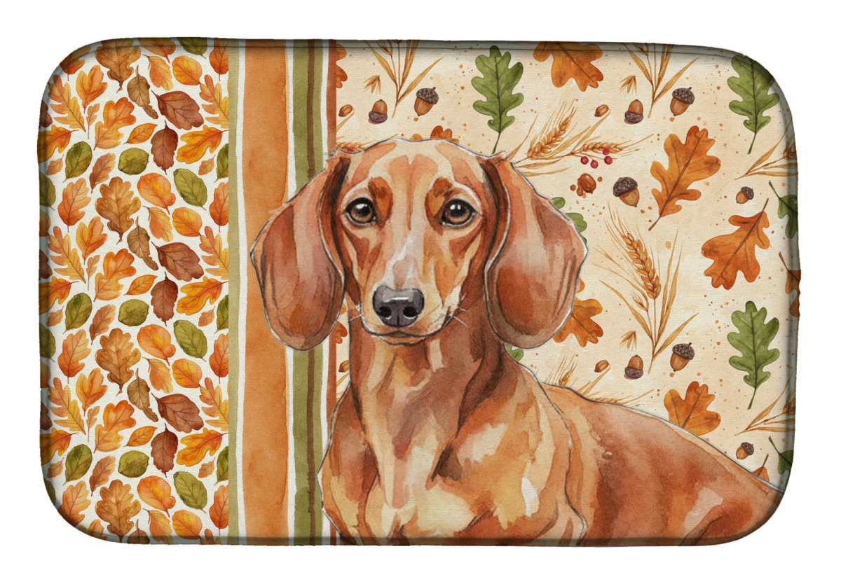 Picture of Carolines Treasures WDK7800DDM 21 x 14 in. Red Brown Dachshund Heirloom Fall Dish Drying Mat - Multi Color