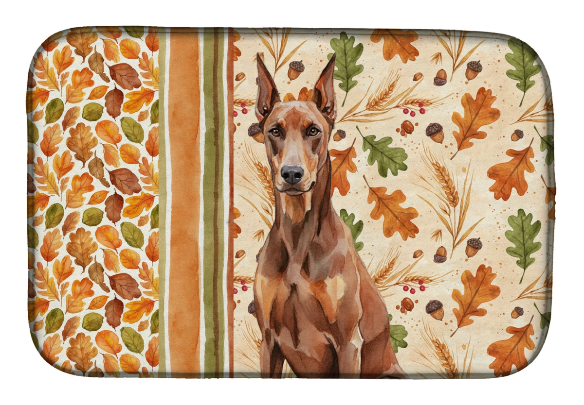 Picture of Carolines Treasures WDK7809DDM 21 x 14 in. Red Doberman Pinscher Heirloom Fall Dish Drying Mat - Multi Color