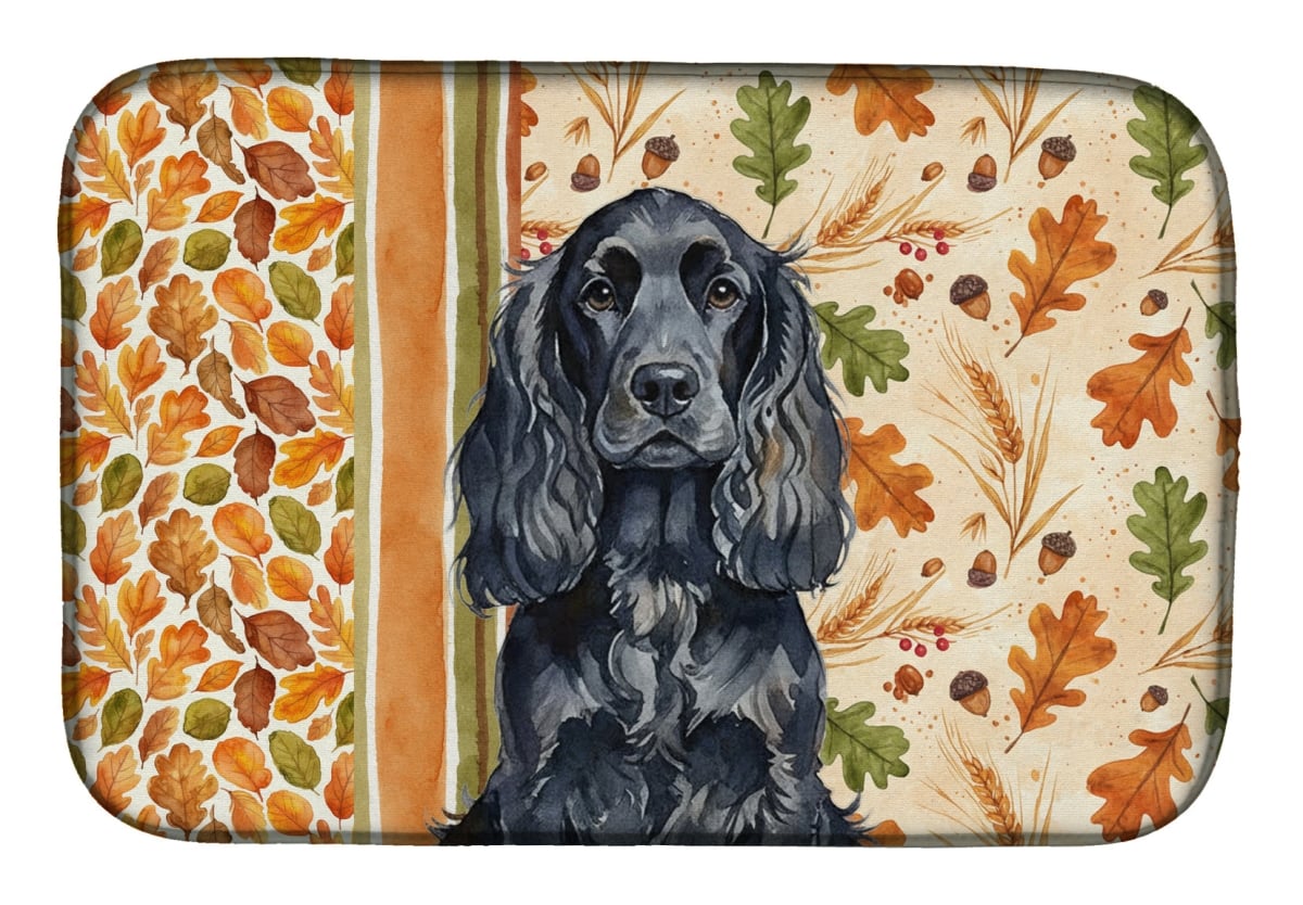 Picture of Carolines Treasures WDK7816DDM 21 x 14 in. Black English Cocker Spaniel Heirloom Fall Dish Drying Mat - Multi Color