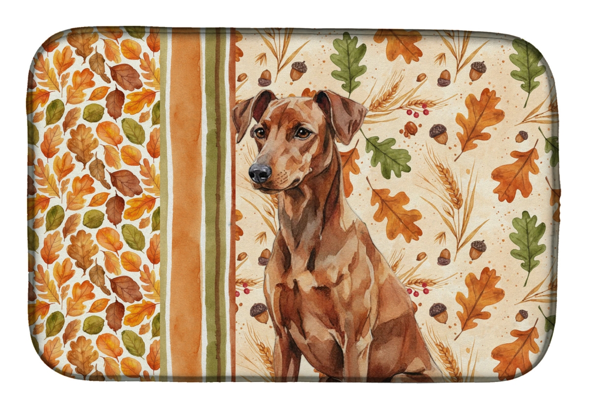 Picture of Carolines Treasures WDK7843DDM 21 x 14 in. Red German Pinscher Heirloom Fall Dish Drying Mat - Multi Color