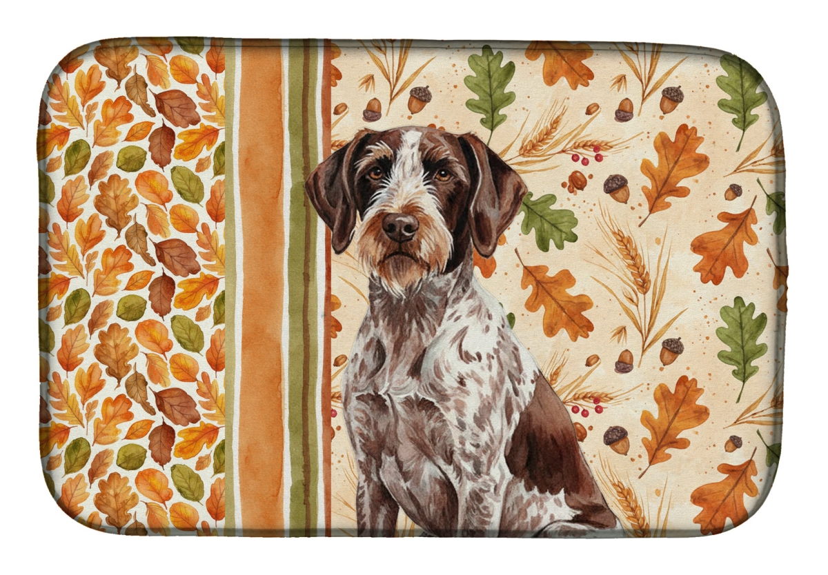 Picture of Carolines Treasures WDK7850DDM 21 x 14 in. Roan German Wirehaired Pointer Heirloom Fall Dish Drying Mat - Multi Color