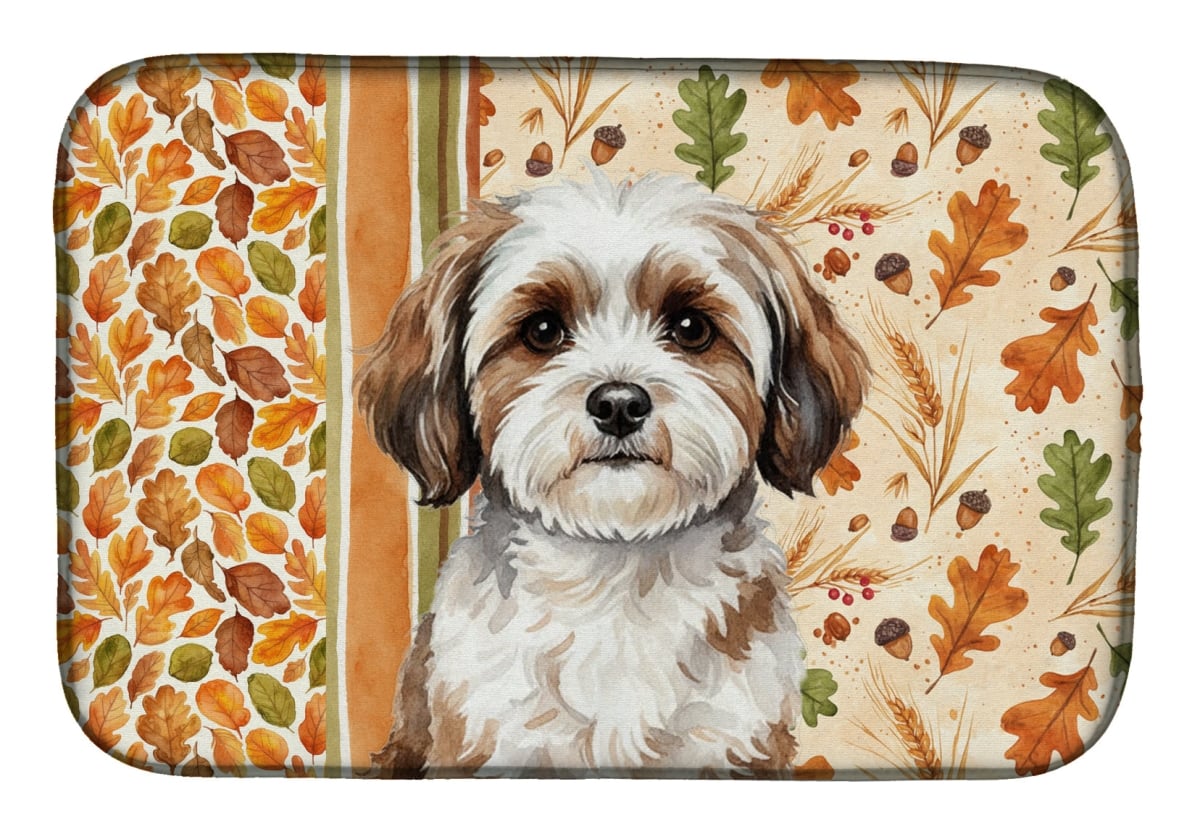 Picture of Carolines Treasures WDK7868DDM 21 x 14 in. Parti-color Havanese Heirloom Fall Dish Drying Mat - Multi Color