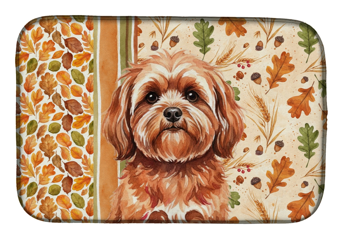 Picture of Carolines Treasures WDK7904DDM 21 x 14 in. Red Lhasa Apso Heirloom Fall Dish Drying Mat - Multi Color