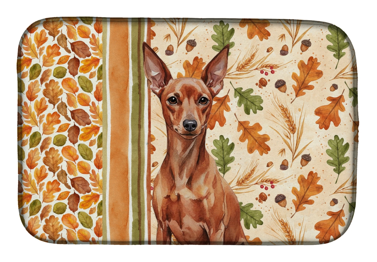 Picture of Carolines Treasures WDK7916DDM 21 x 14 in. Red Miniature Pinscher Min Pin Heirloom Fall Dish Drying Mat - Multi Color