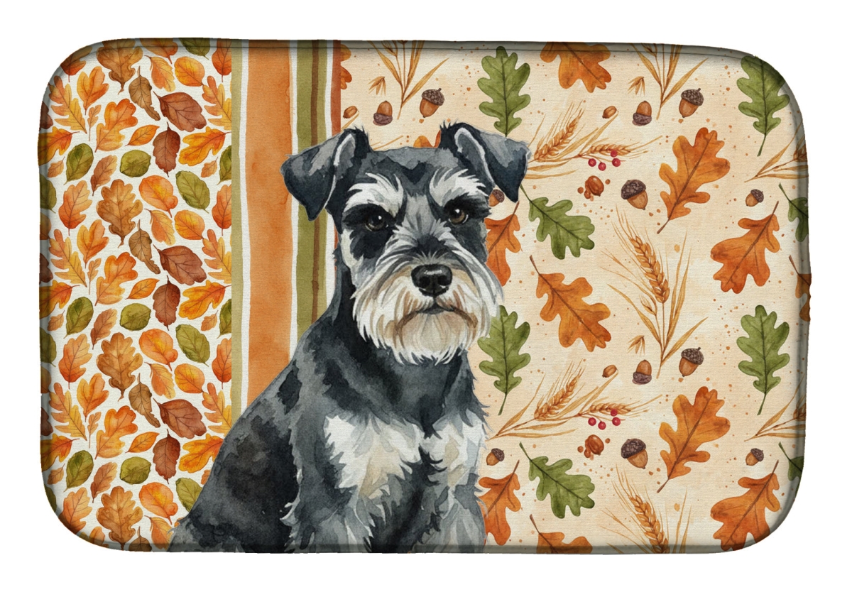 Picture of Carolines Treasures WDK7917DDM 21 x 14 in. Black & Silver Miniature Schnauzer Heirloom Fall Dish Drying Mat - Multi Color