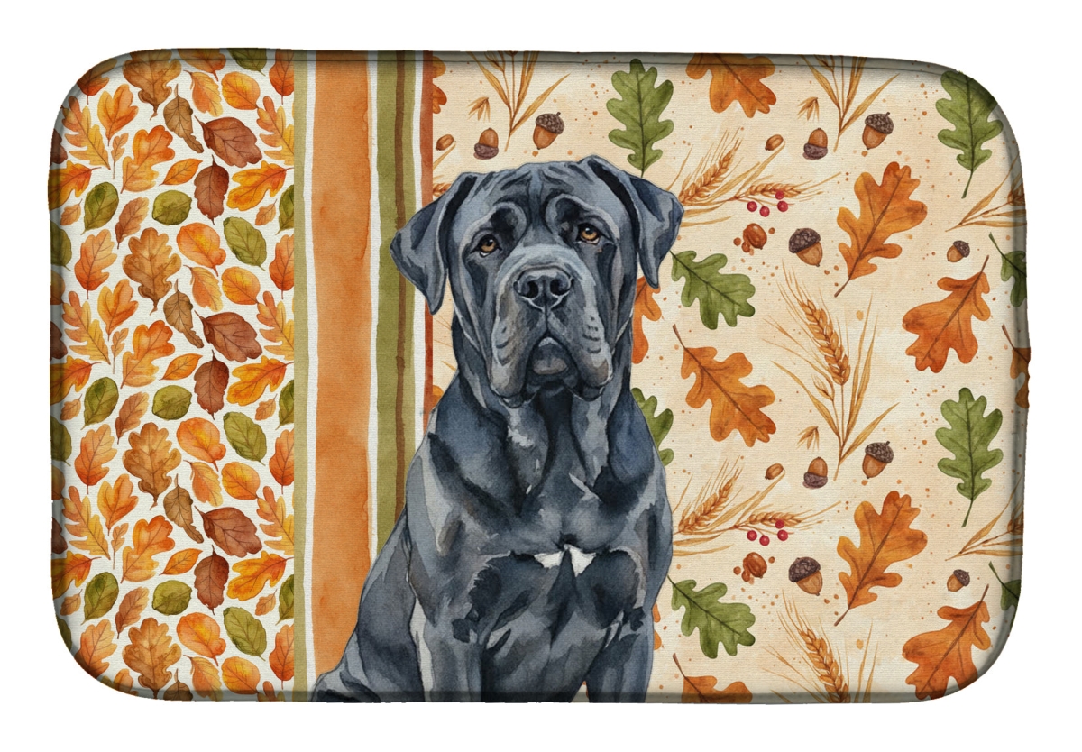 Picture of Carolines Treasures WDK7921DDM 21 x 14 in. Black Neapolitan Mastiff Heirloom Fall Dish Drying Mat - Multi Color