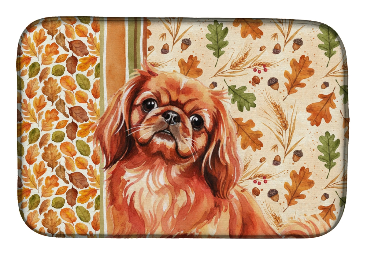 Picture of Carolines Treasures WDK7951DDM 21 x 14 in. Red Pekingese Heirloom Fall Dish Drying Mat - Multi Color