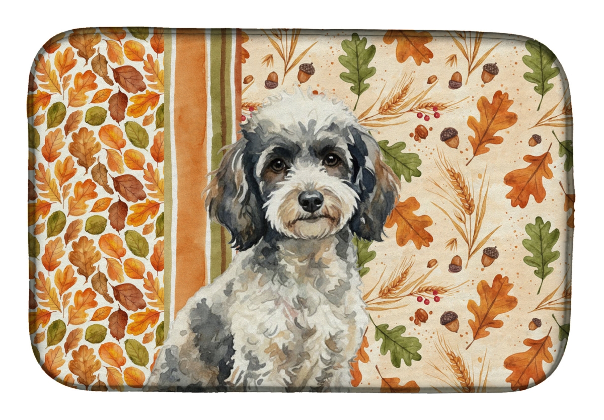 Picture of Carolines Treasures WDK7974DDM 21 x 14 in. Toy Parti Poodle Heirloom Fall Dish Drying Mat - Multi Color