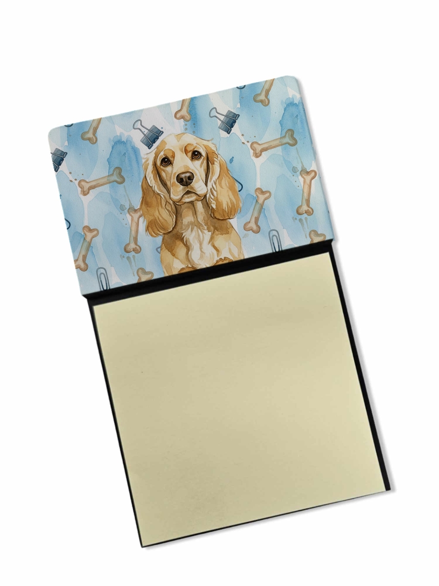 DAC9242SN 5.25 x 3.25 in. Buff Cocker Spaniel Coworker Watercolor Sticky Note Holder - Blue