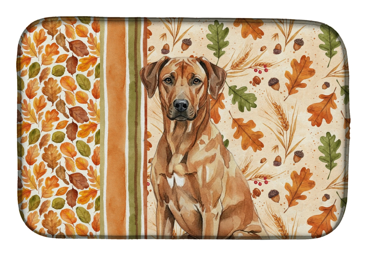 Picture of Carolines Treasures WDK7986DDM 21 x 14 in. Rhodesian Ridgeback Heirloom Fall Dish Drying Mat - Multi Color
