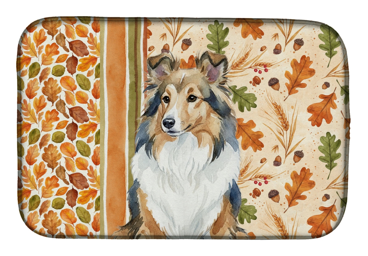 WDK8012DDM 21 x 14 in. Sable Sheltie Heirloom Fall Dish Drying Mat - Multi Color