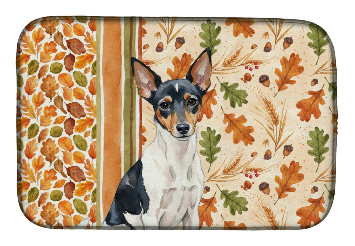 WDK8045DDM 21 x 14 in. Toy Fox Terrier Heirloom Fall Dish Drying Mat - Multi Color
