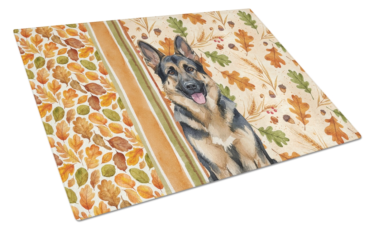 WDK7846LCB 15 x 12 in. German Shepherd Heirloom Fall Glass Cutting Board