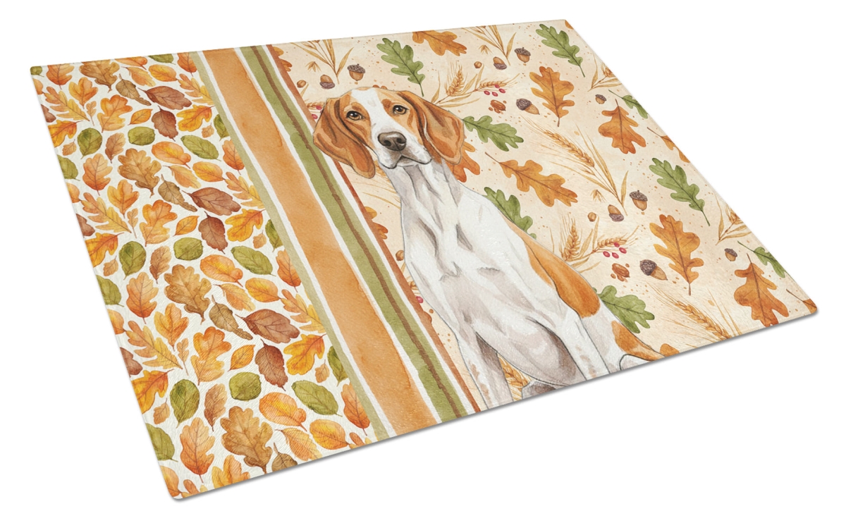 WDK7957LCB 15 x 12 in. Orange & White Pointer Heirloom Fall Glass Cutting Board