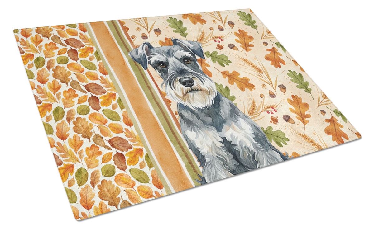 Picture of Carolines Treasures WDK8001LCB 15 x 12 in. Schnauzer Heirloom Fall Glass Cutting Board