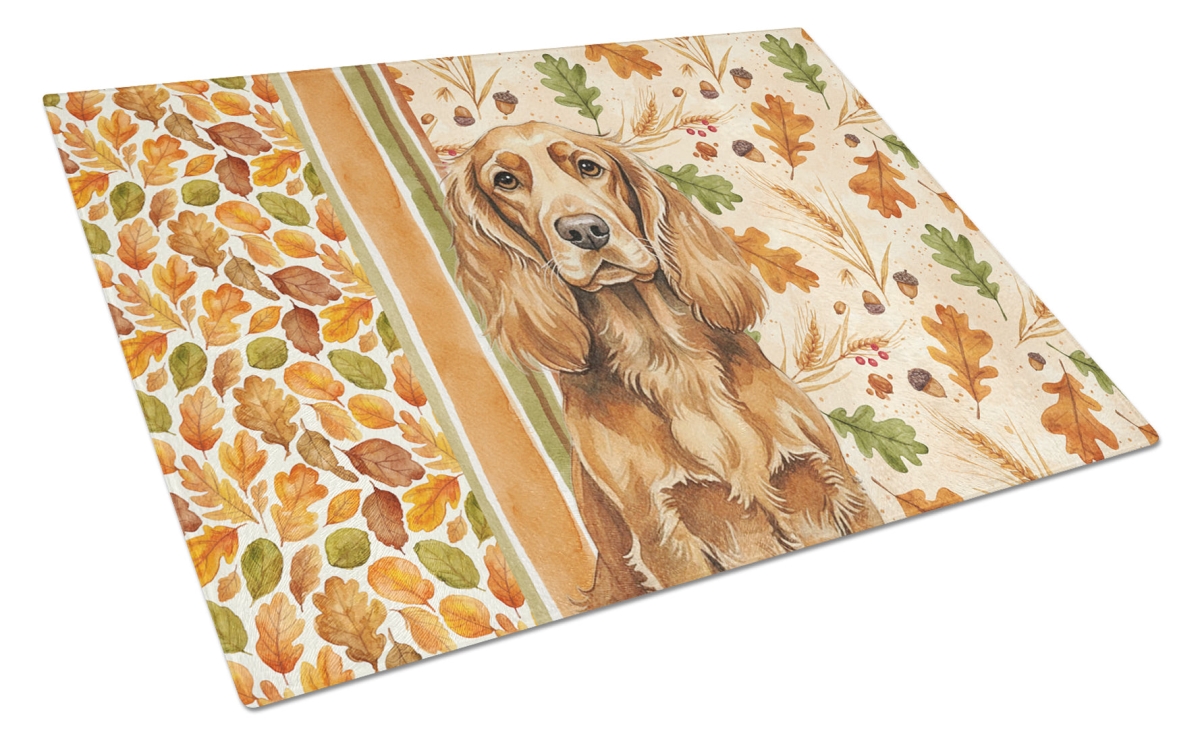 Picture of Carolines Treasures WDK8033LCB 15 x 12 in. Sussex Spaniel Heirloom Fall Glass Cutting Board