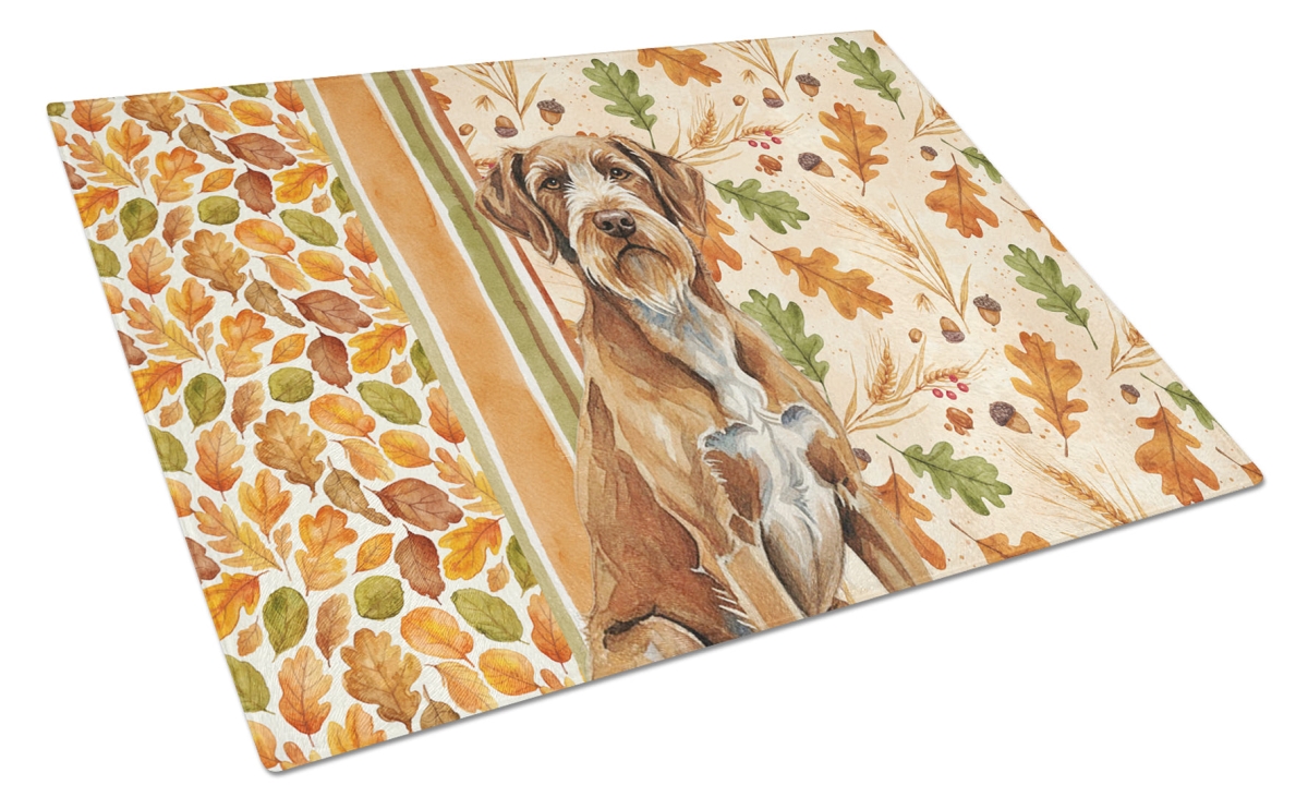 Picture of Carolines Treasures WDK8058LCB 15 x 12 in. Wirehaired Pointing Griffon Heirloom Fall Glass Cutting Board