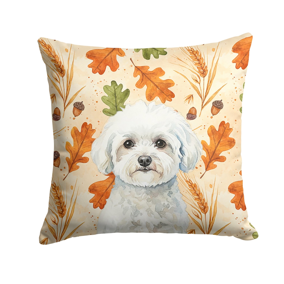 WDK7714PW1414 14 x 14 in. Bichon Frise Heirloom Fall Throw Pillow
