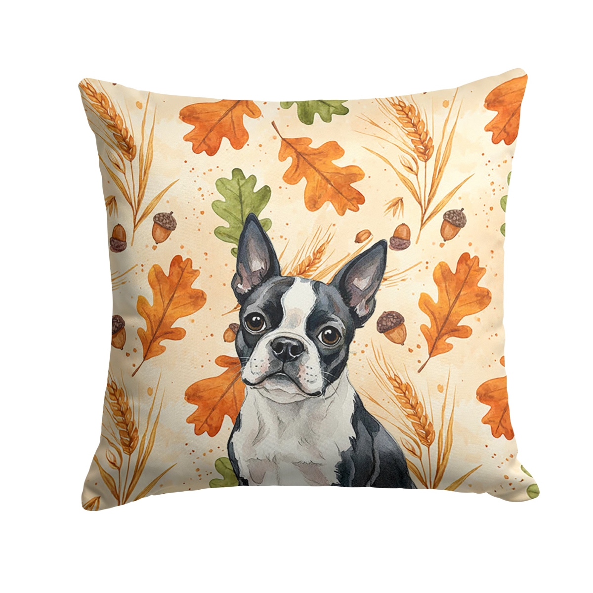 WDK7732PW1414 14 x 14 in. Boston Terrier Heirloom Fall Throw Pillow