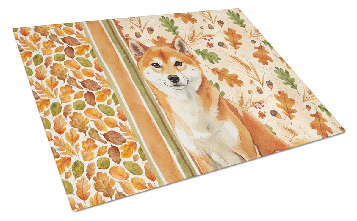 Picture of Carolines Treasures WDK8015LCB 15 x 12 in. Red Shiba Inu Heirloom Fall Glass Cutting Board