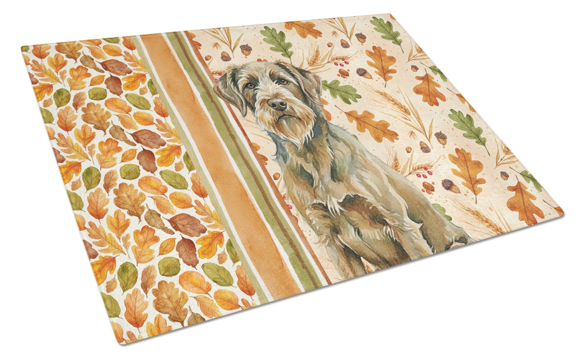Picture of Carolines Treasures WDK8059LCB 15 x 12 in. Chestnut Wirehaired Pointing Griffon Heirloom Fall Glass Cutting Board