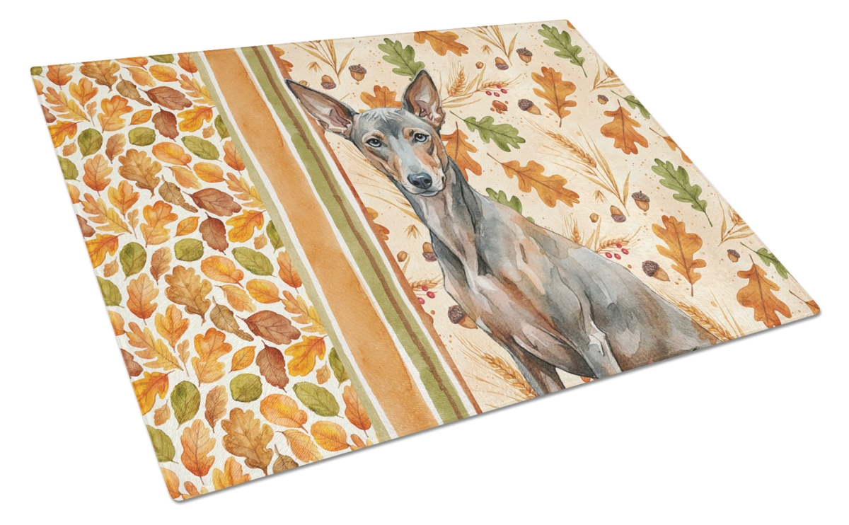 Picture of Carolines Treasures WDK8061LCB 15 x 12 in. Xoloitzcuintli Heirloom Fall Glass Cutting Board