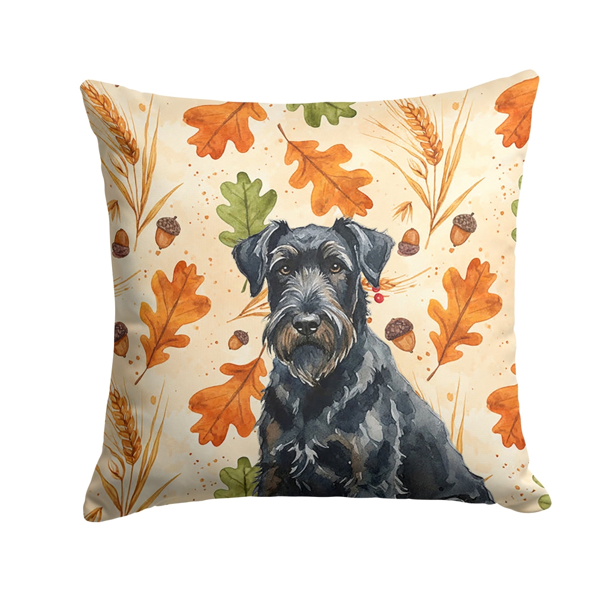 WDK7716PW1414 14 x 14 in. Black Russian Terrier Heirloom Fall Throw Pillow