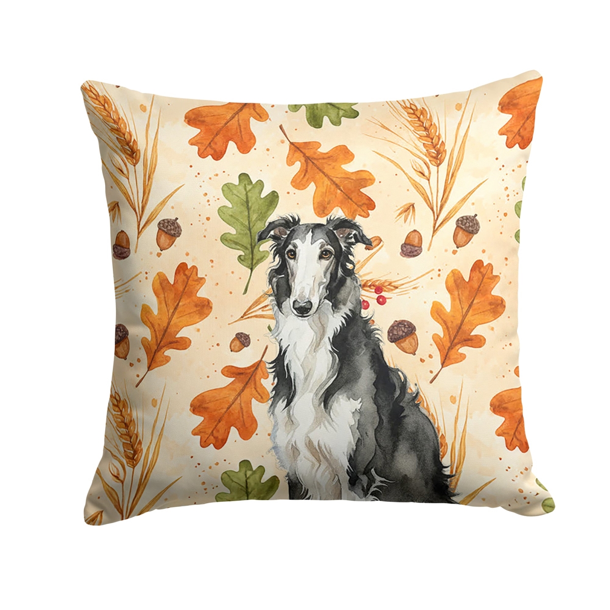 WDK7729PW1414 14 x 14 in. Black & White Borzoi Heirloom Fall Throw Pillow