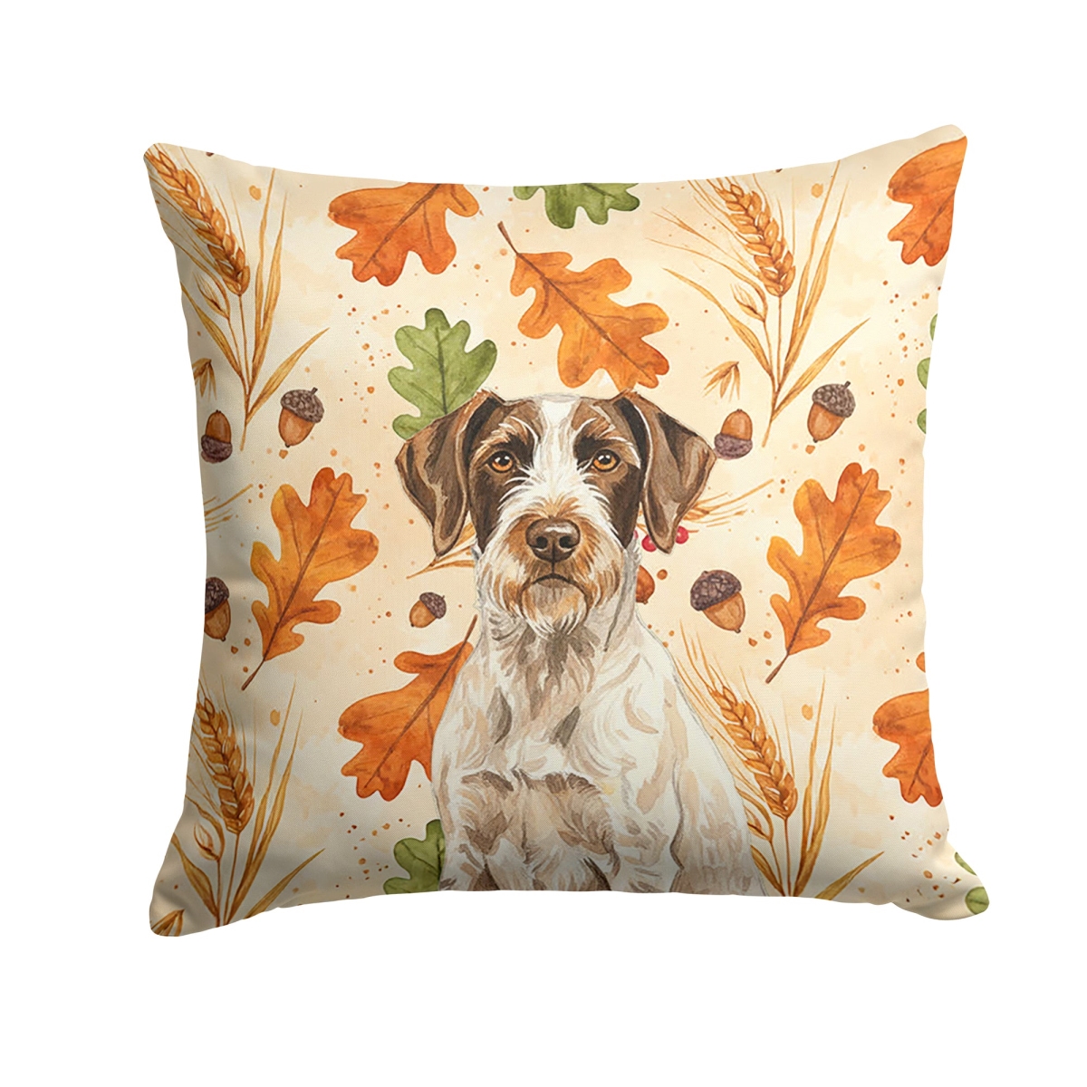 WDK7849PW1414 14 x 14 in. Liver & White German Wirehaired Pointer Heirloom Fall Throw Pillow