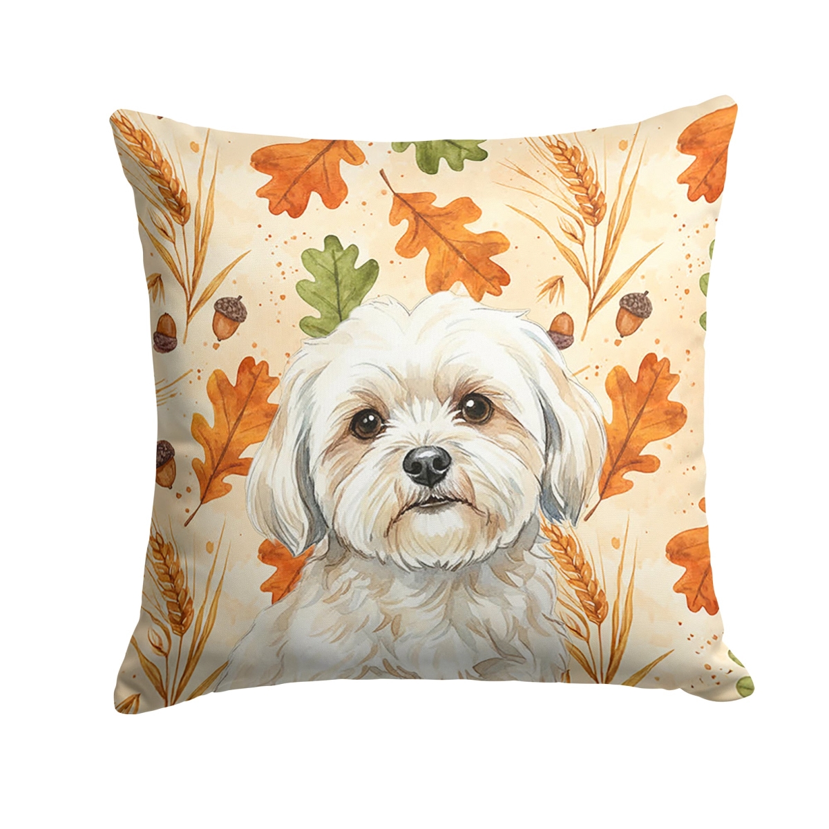 WDK7905PW1414 14 x 14 in. White Lhasa Apso Heirloom Fall Throw Pillow