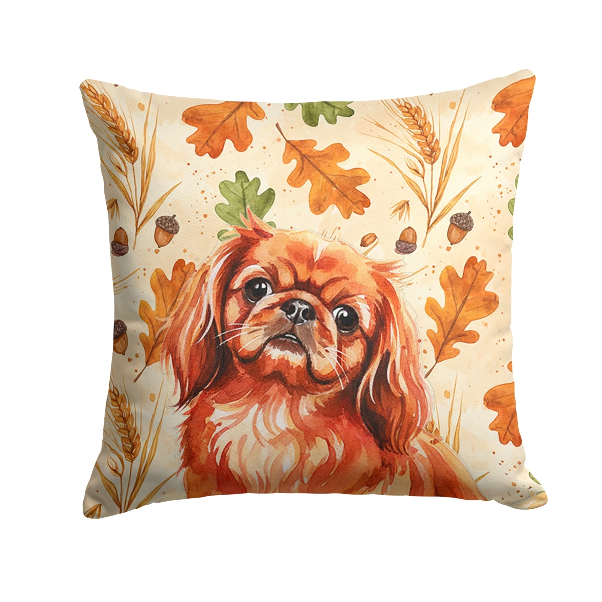 WDK7951PW1414 14 x 14 in. Red Pekingese Heirloom Fall Throw Pillow