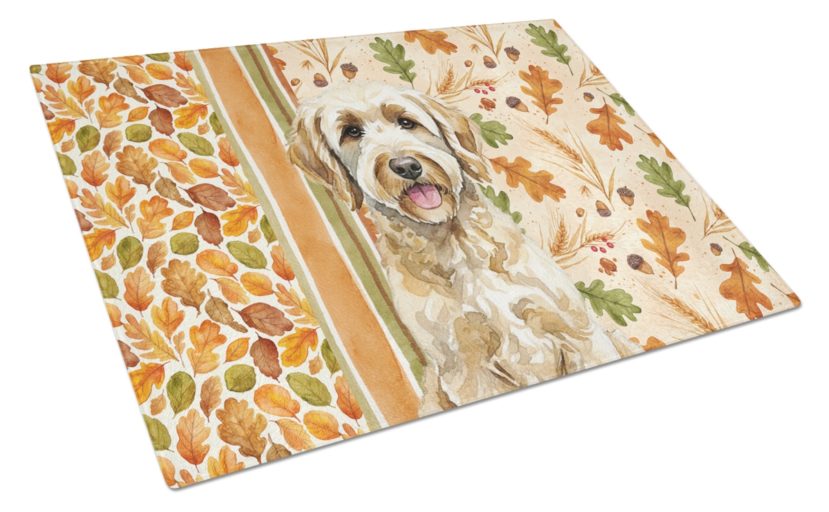 WDK7891LCB 15 x 12 in. Labradoodle Heirloom Fall Glass Cutting Board
